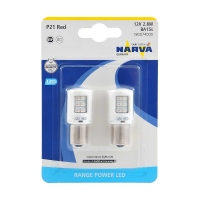 NARVA Range Power LED P21W Red 12V 2.8W BA15s, набор 2шт 18007